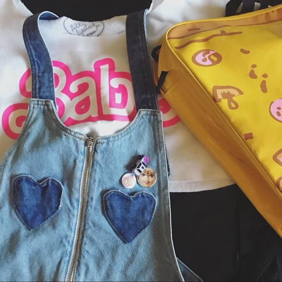 local heroes Denim - Jean overall dress w/ heart pockets